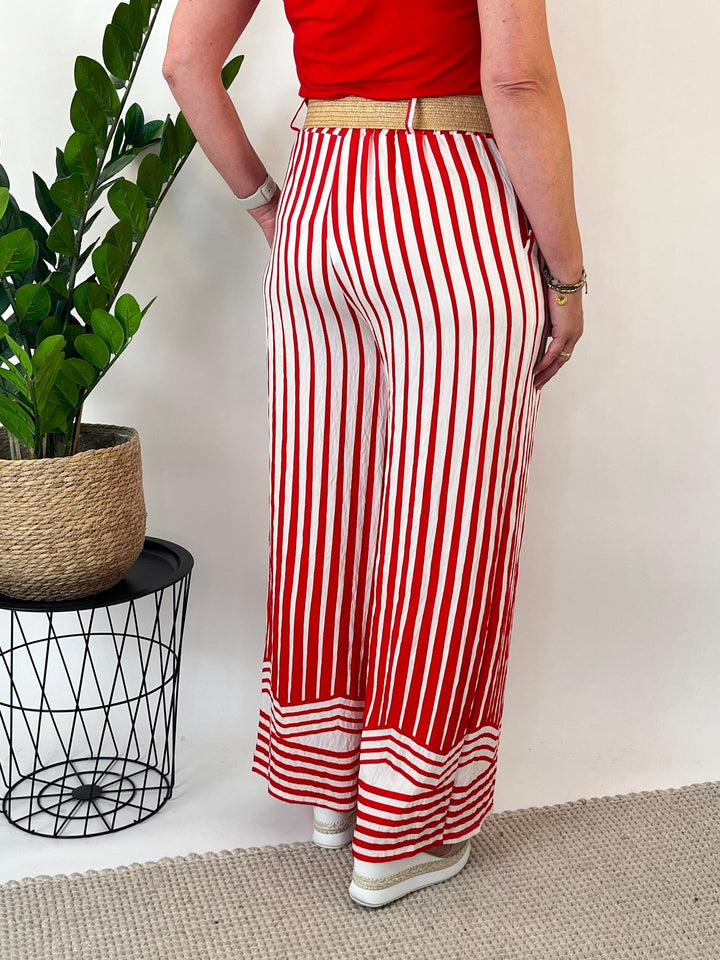 Marlenehose mit Streifendruck und Ziergürtel von Bella Vita - Mode &amp; Lifestyle