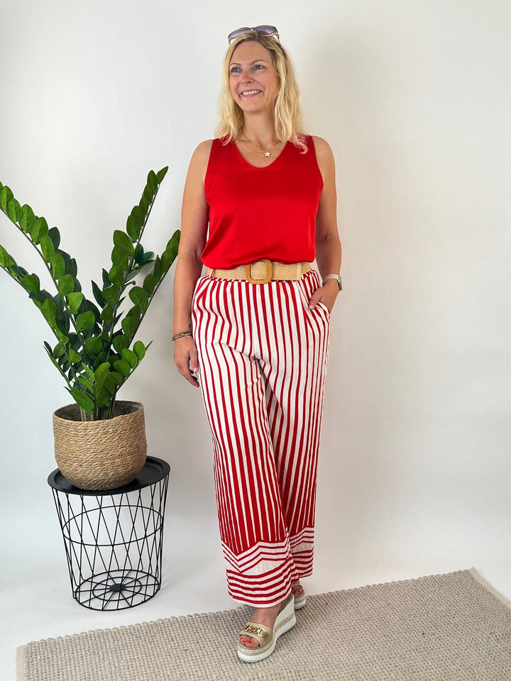 Marlenehose mit Streifendruck und Ziergürtel von Bella Vita - Mode &amp; Lifestyle