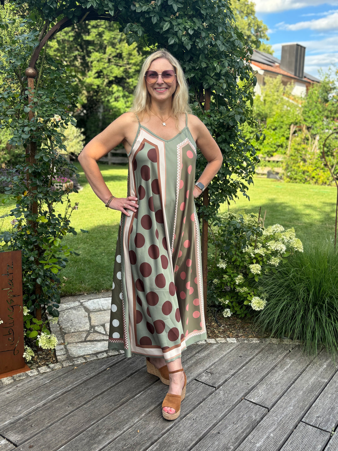 Maxi-Wendekleid im Printmix, khaki