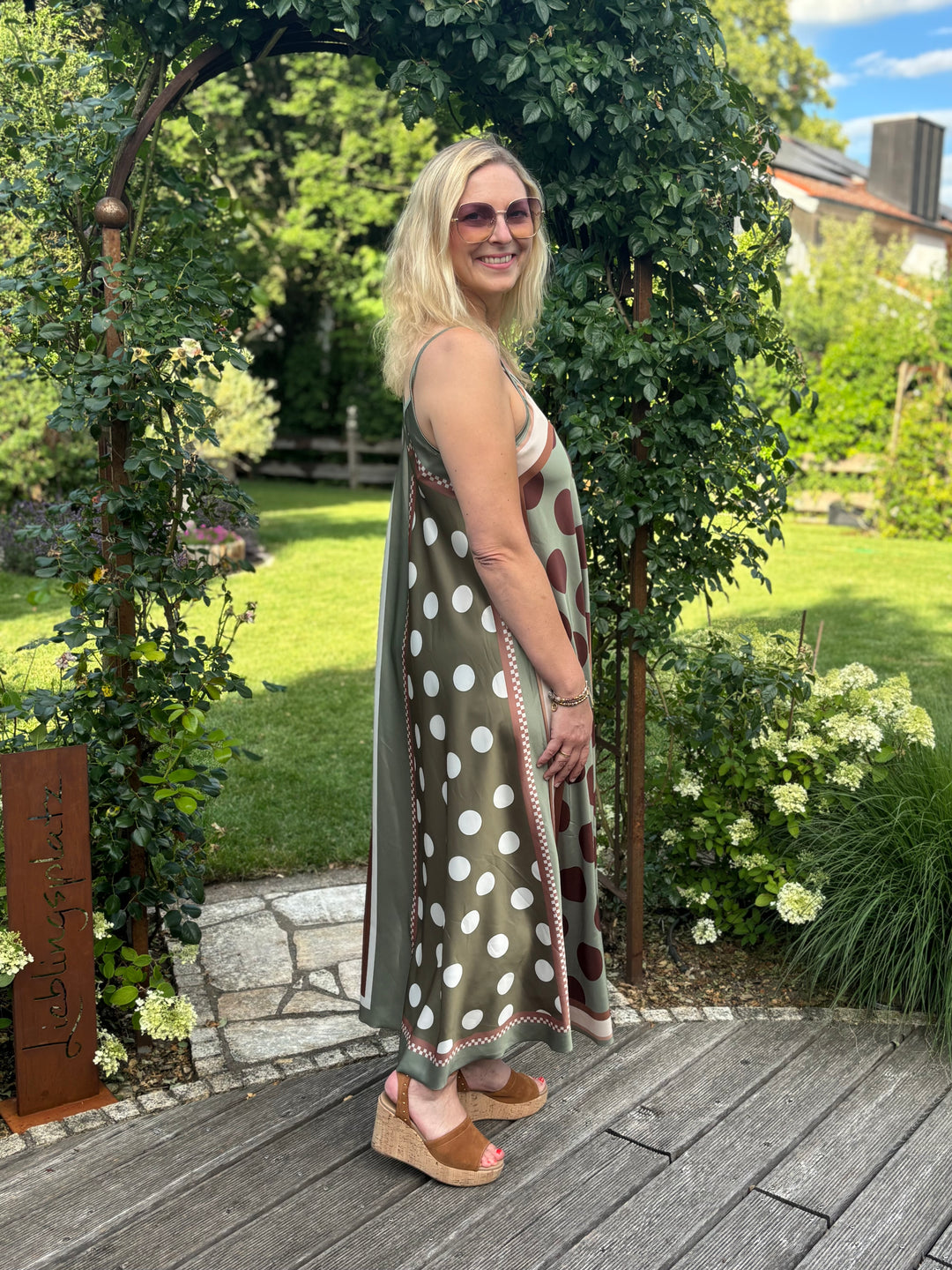 Maxi-Wendekleid im Printmix, khaki