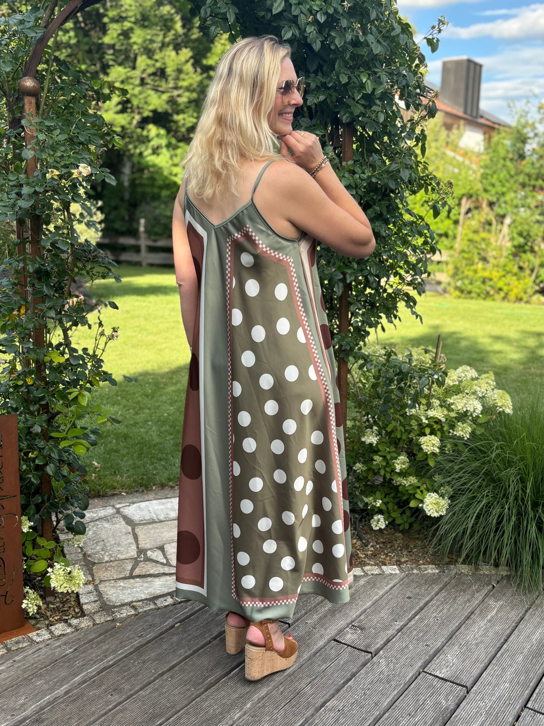 Maxi-Wendekleid im Printmix, khaki