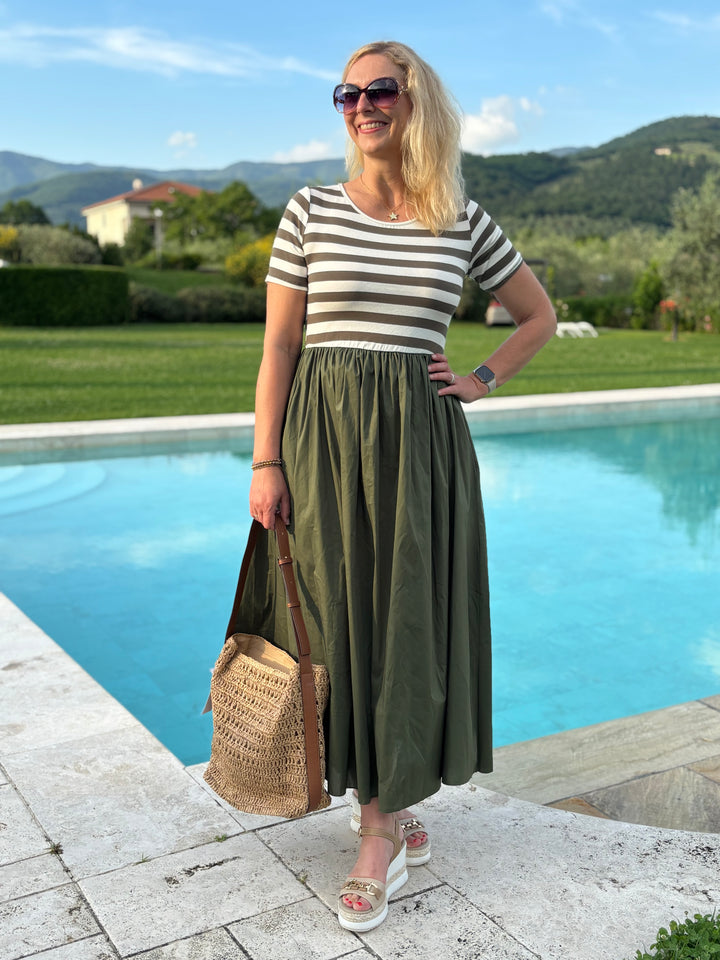 Maxikleid Casual Chic, khaki-weiß von Bella Vita - Mode &amp; Lifestyle