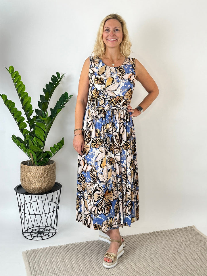 Maxikleid "Flower Garden", beige-blau von Bella Vita - Mode &amp; Lifestyle