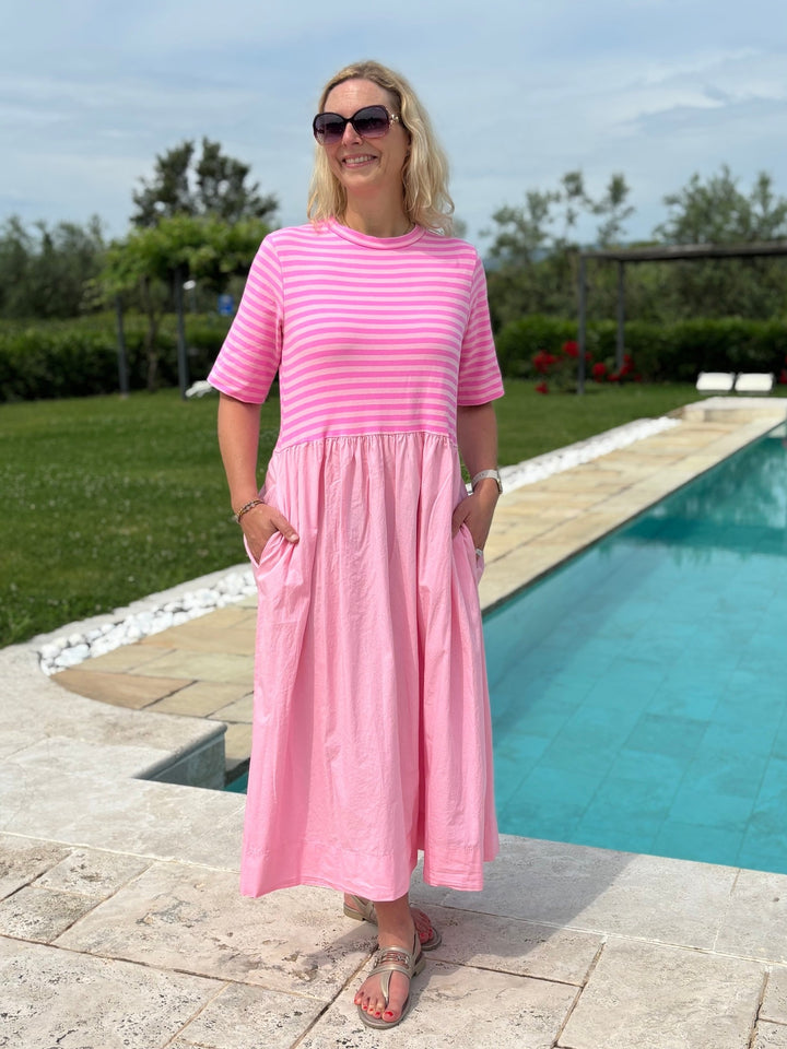 Maxikleid im Streifenmix, pink von Bella Vita - Mode &amp; Lifestyle