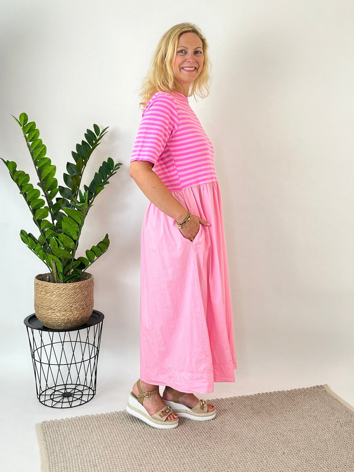 Maxikleid im Streifenmix, pink von Bella Vita - Mode &amp; Lifestyle
