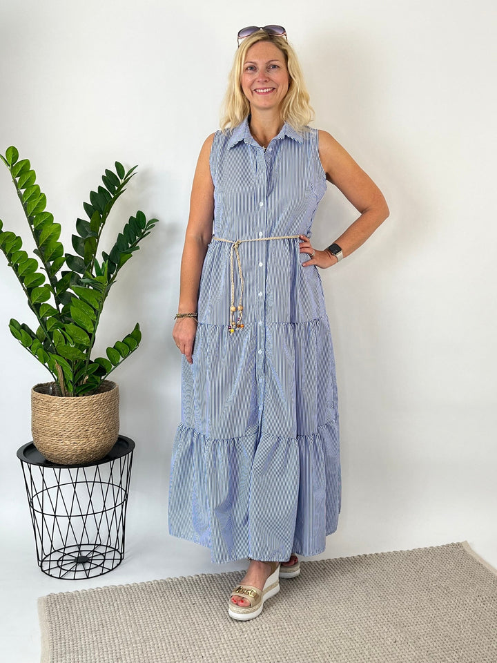 Maxikleid im Stufenlook, blau-gestreift von Bella Vita - Mode &amp; Lifestyle