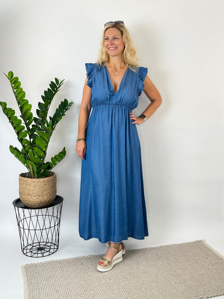 Maxikleid in Denimoptik, blue denim von Bella Vita - Mode &amp; Lifestyle