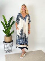 Maxikleid mit Farnprint, marine von Bella Vita - Mode & Lifestyle