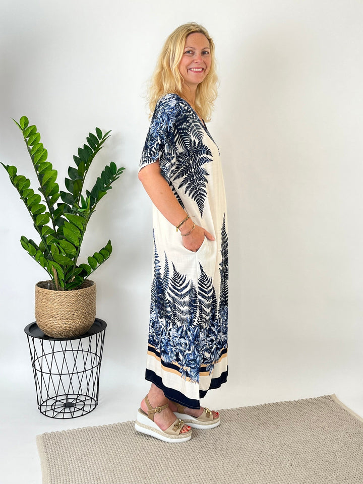 Maxikleid mit Farnprint, marine von Bella Vita - Mode &amp; Lifestyle