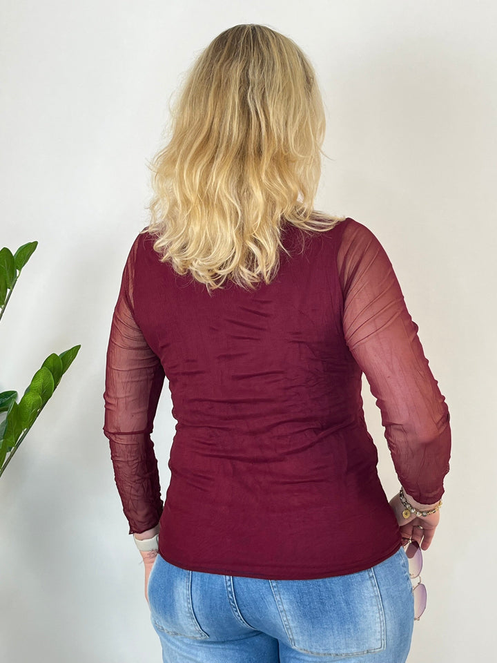 Mesh-Shirt, bordeaux von Bella Vita - Mode &amp; Lifestyle