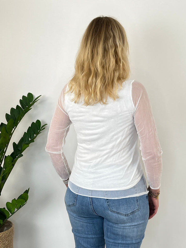 Mesh-Shirt, ecru von Bella Vita - Mode &amp; Lifestyle