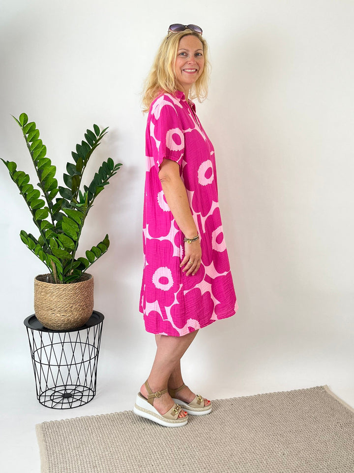 Midi-Musselinkleid Flower, pink von Bella Vita - Mode &amp; Lifestyle