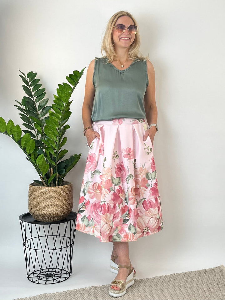 Midirock mit floralem Print, rosa von Bella Vita - Mode &amp; Lifestyle