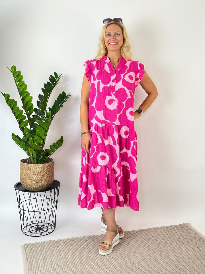 Musselinkleid Flower, pink von Bella Vita - Mode &amp; Lifestyle
