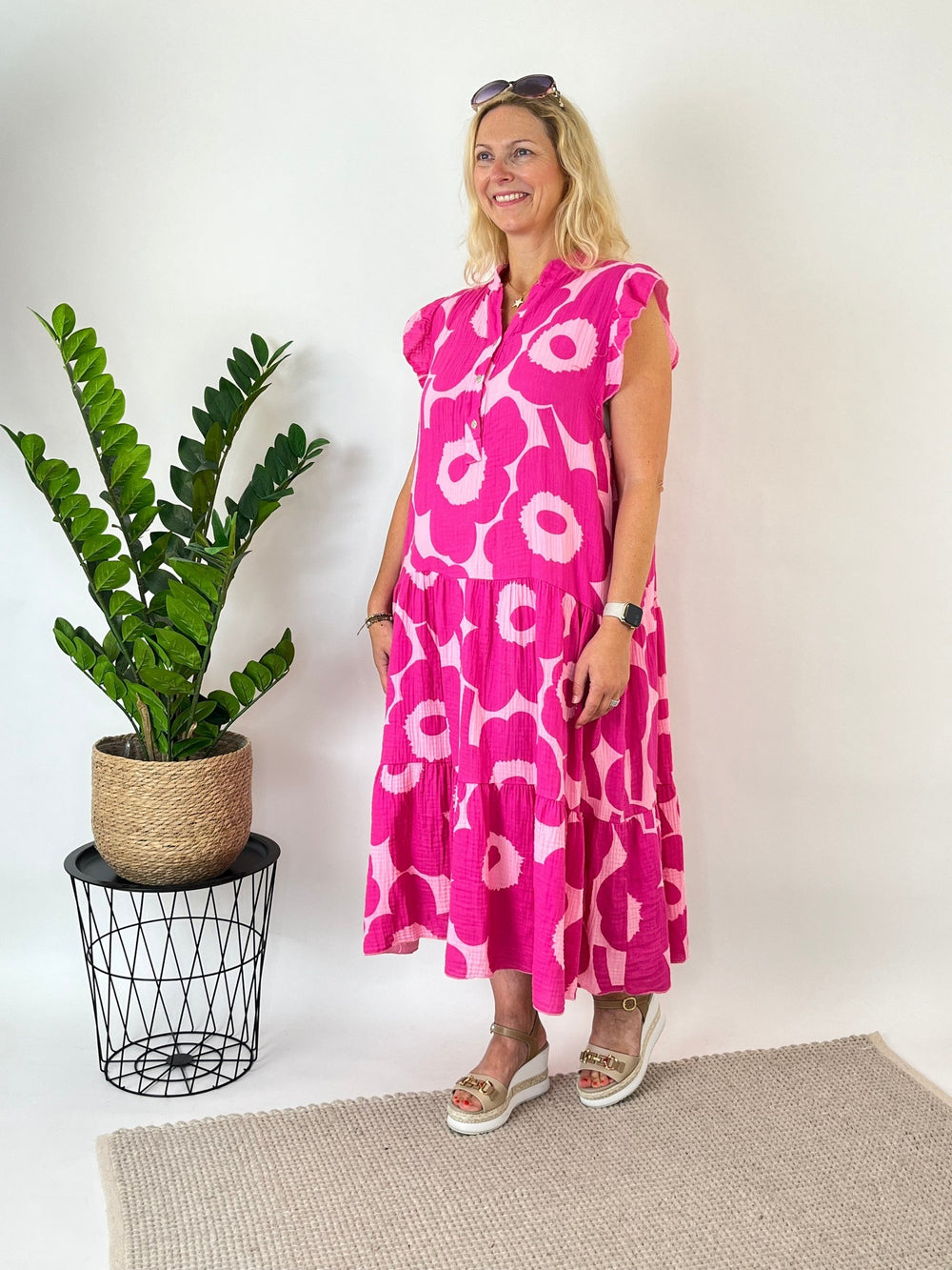 Musselinkleid Flower, pink von Bella Vita - Mode & Lifestyle