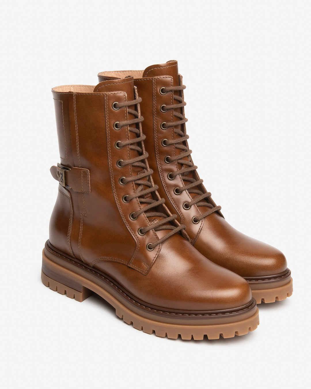 NeroGiardini cognac Leder Schnürboots mit Frontschnürung und Profilsohle