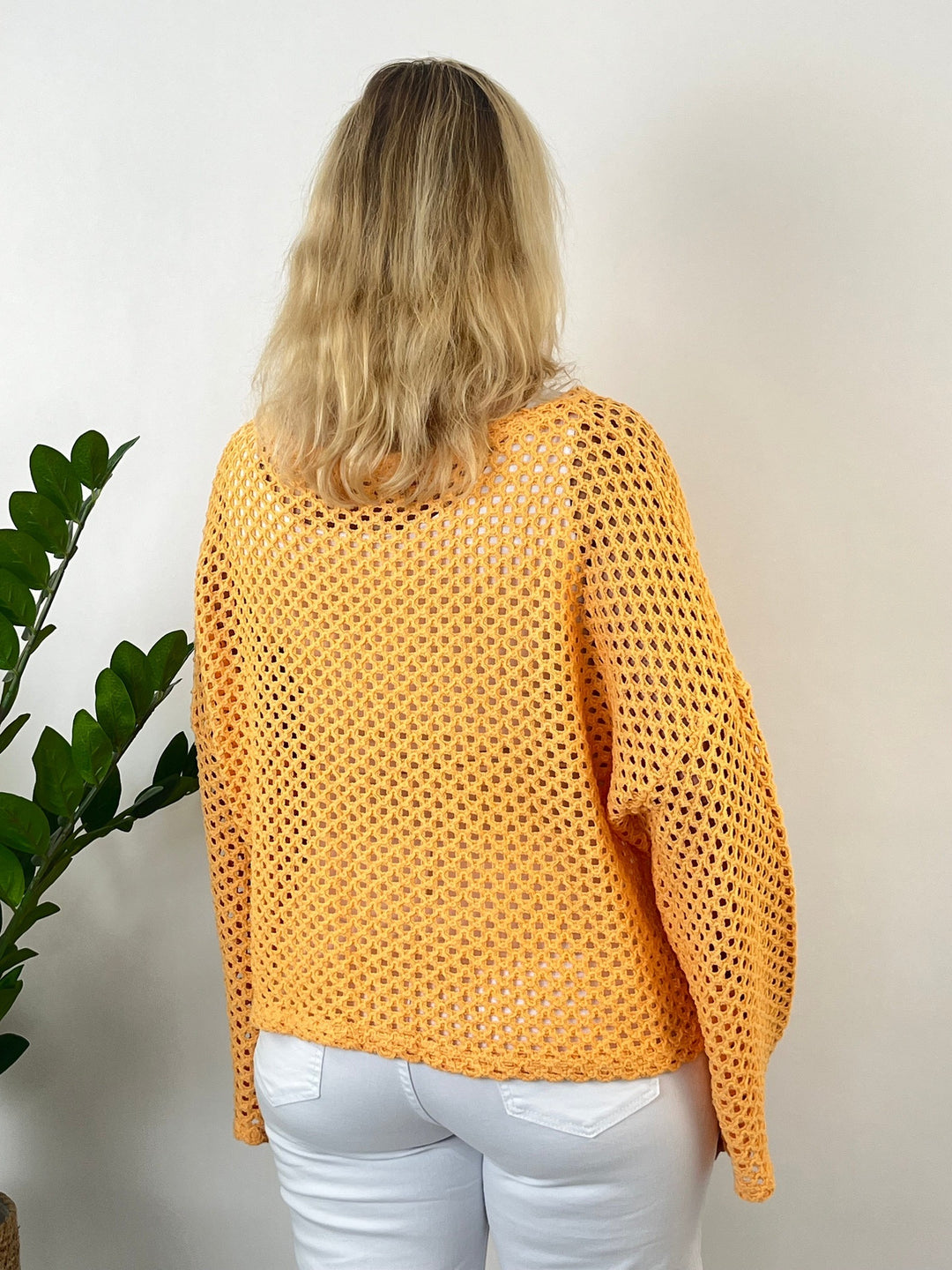 Netzshirt mit Trompetenärmeln, apricot von Bella Vita - Mode &amp; Lifestyle