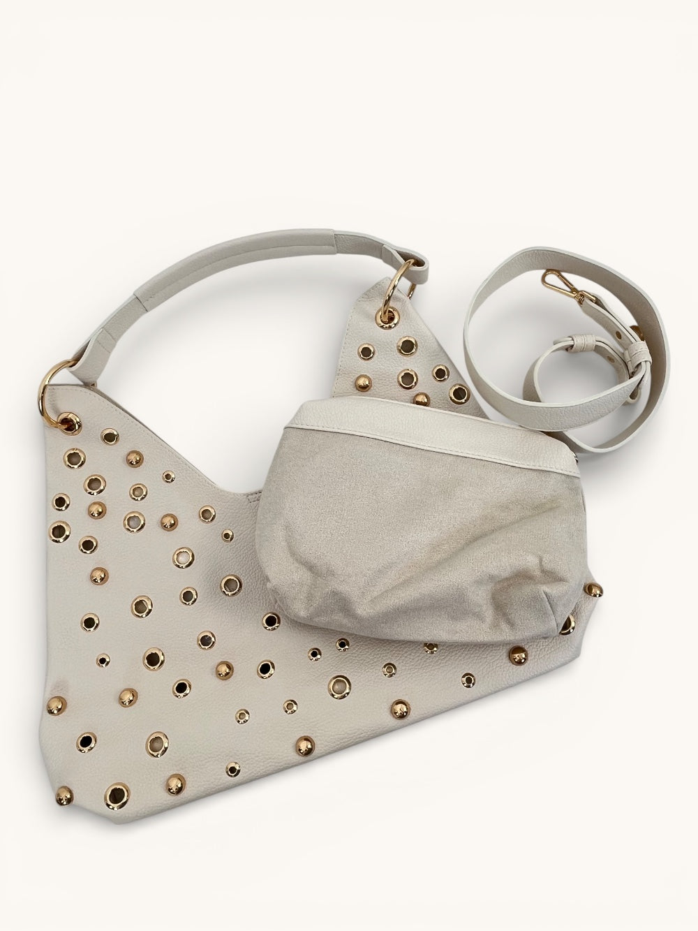 Nietentasche, ecru-goldfarben von Bella Vita - Mode &amp; Lifestyle