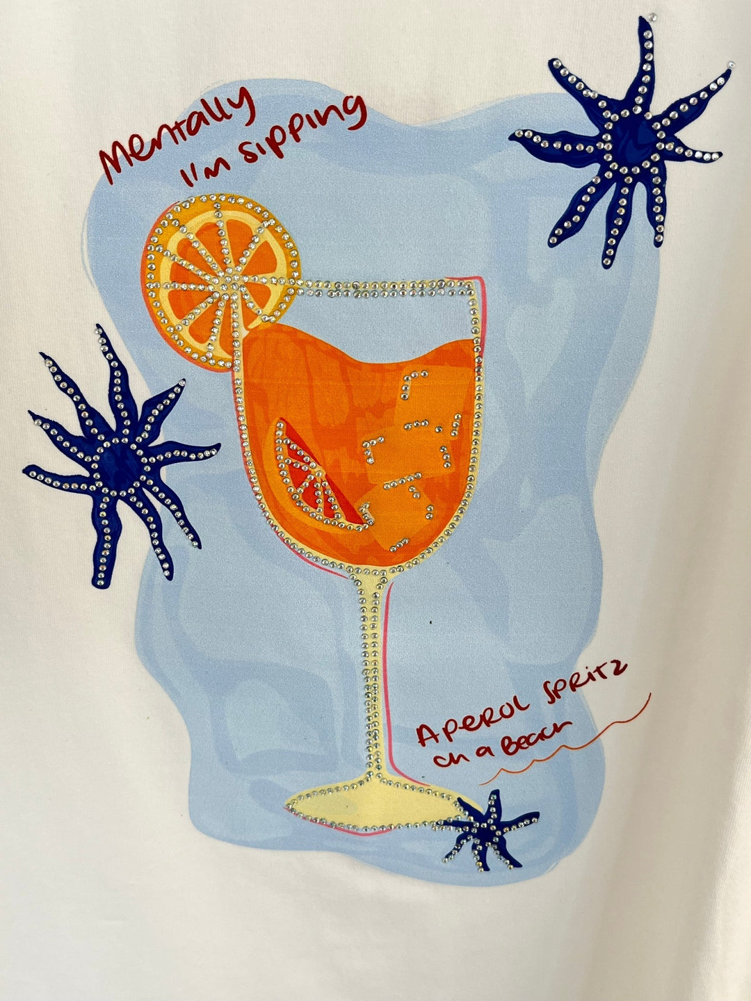 Oversize-Shirt "Aperol on the Beach", weiß-orange von Bella Vita - Mode &amp; Lifestyle