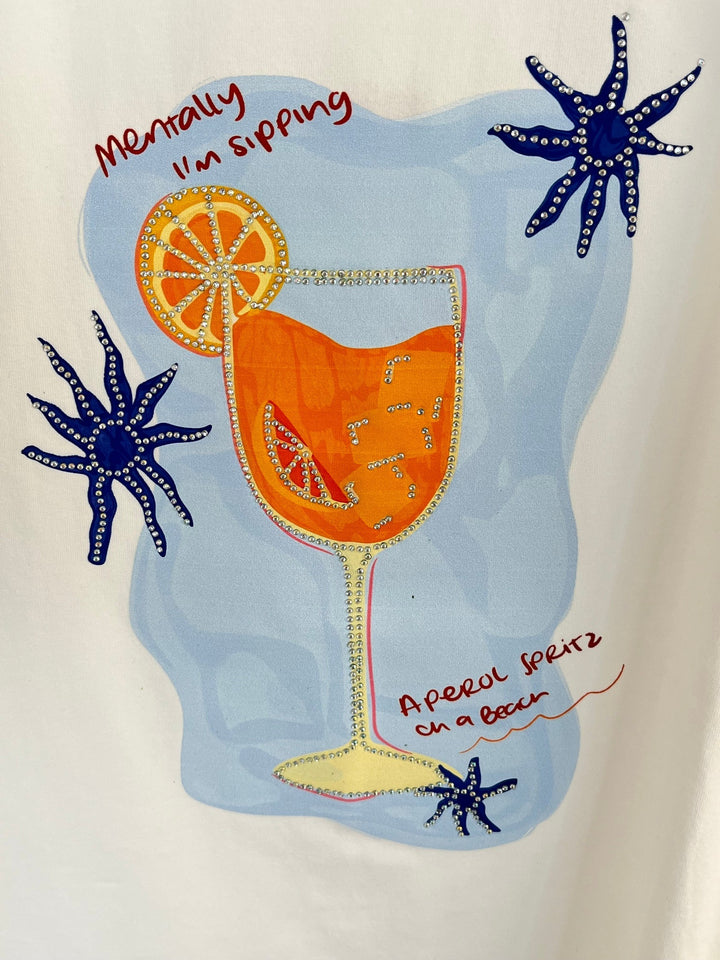 Oversize-Shirt "Aperol on the Beach", weiß-orange von Bella Vita - Mode &amp; Lifestyle