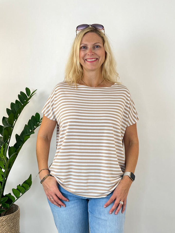 Oversize-Shirt "Essential Stripes", beige von Bella Vita - Mode &amp; Lifestyle