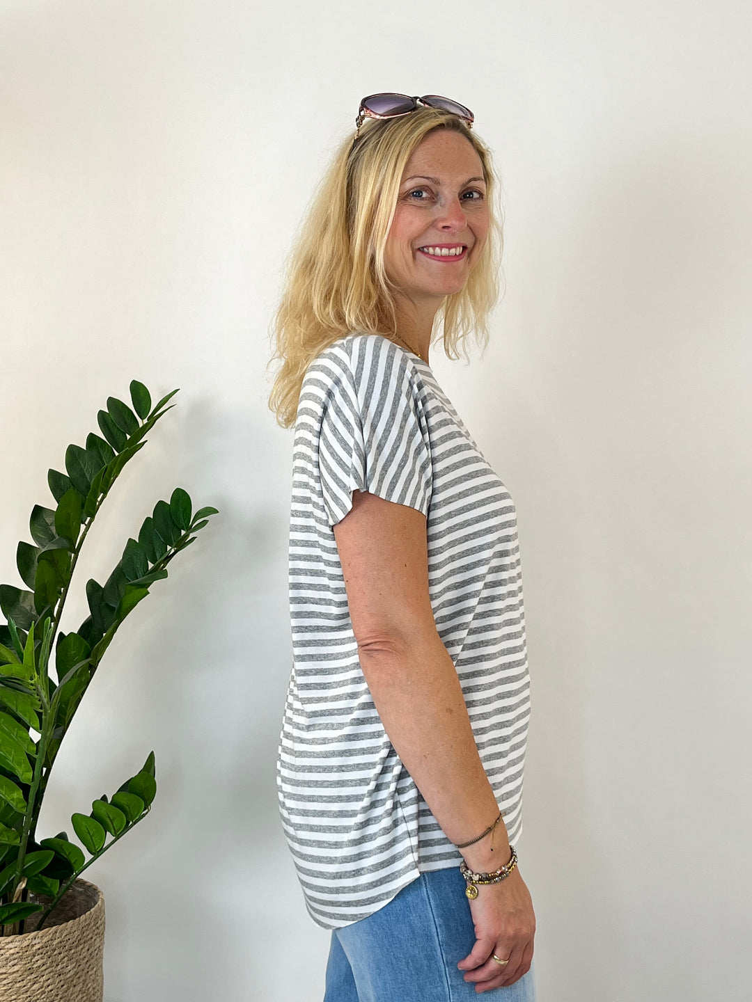 Oversize-Shirt "Essential Stripes", grau von Bella Vita - Mode &amp; Lifestyle