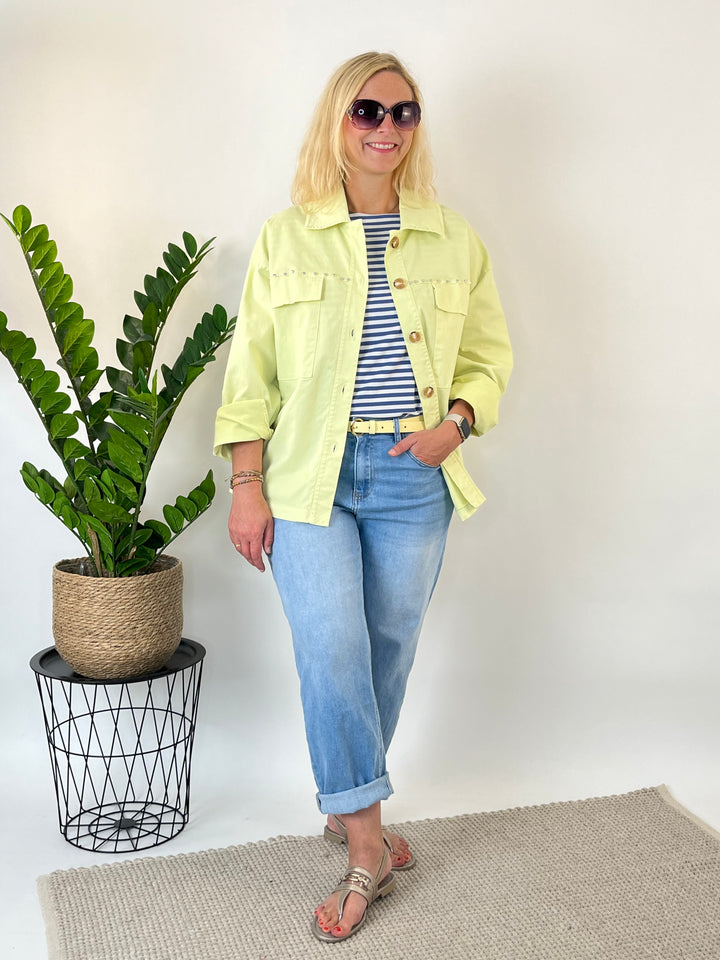 Oversize-Jacke mit Nieten, gelb von Bella Vita - Mode &amp; Lifestyle