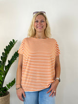 Oversize-Shirt "Essential Stripes", orange von Bella Vita - Mode & Lifestyle