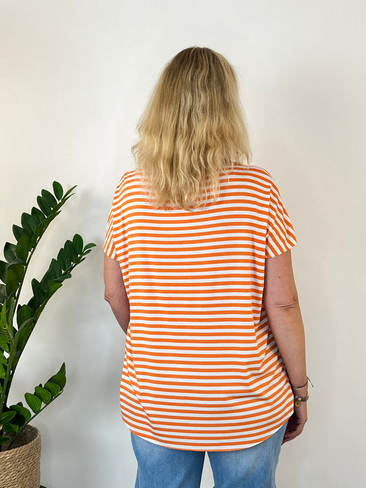 Oversize-Shirt "Essential Stripes", orange von Bella Vita - Mode &amp; Lifestyle