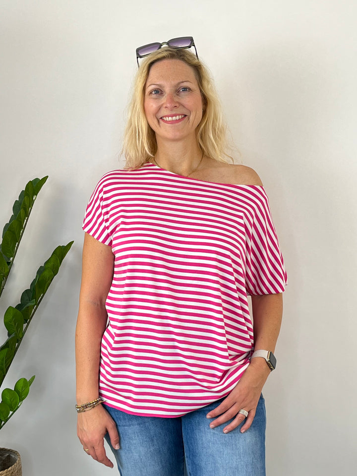 Oversize-Shirt "Essential Stripes", pink von Bella Vita - Mode &amp; Lifestyle