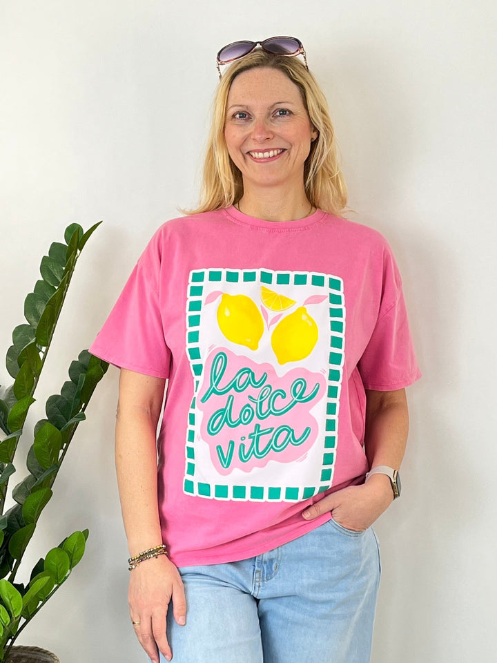 Oversize-Shirt "La dolce vita", rosa von Bella Vita - Mode &amp; Lifestyle