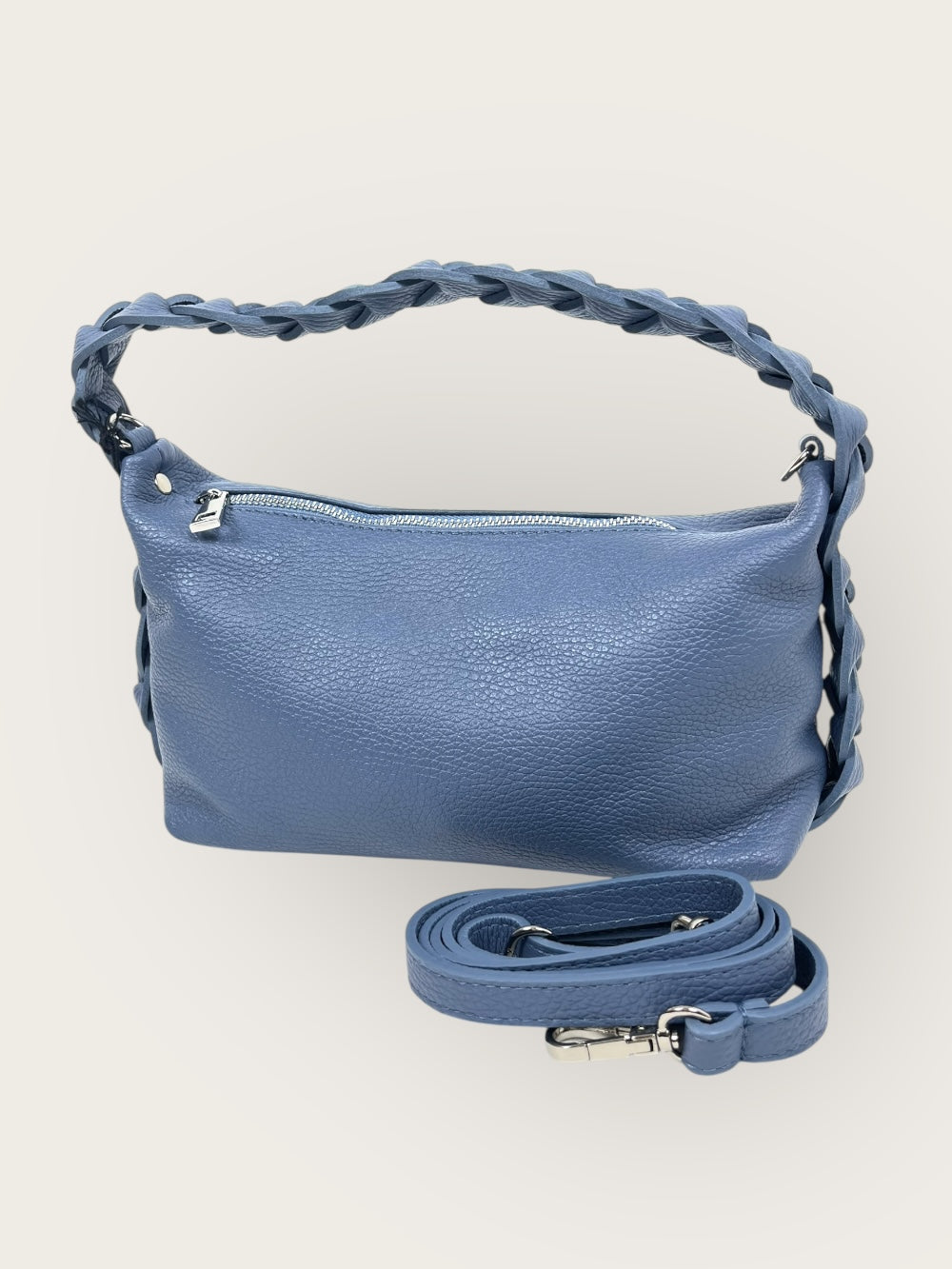 Echtleder-Tasche mit dekorativem Schulterriemen, jeansblau von Bella Vita - Mode & Lifestyle