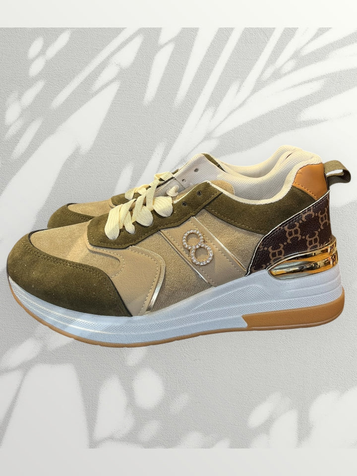 Sneaker mit Plateausohle, khaki