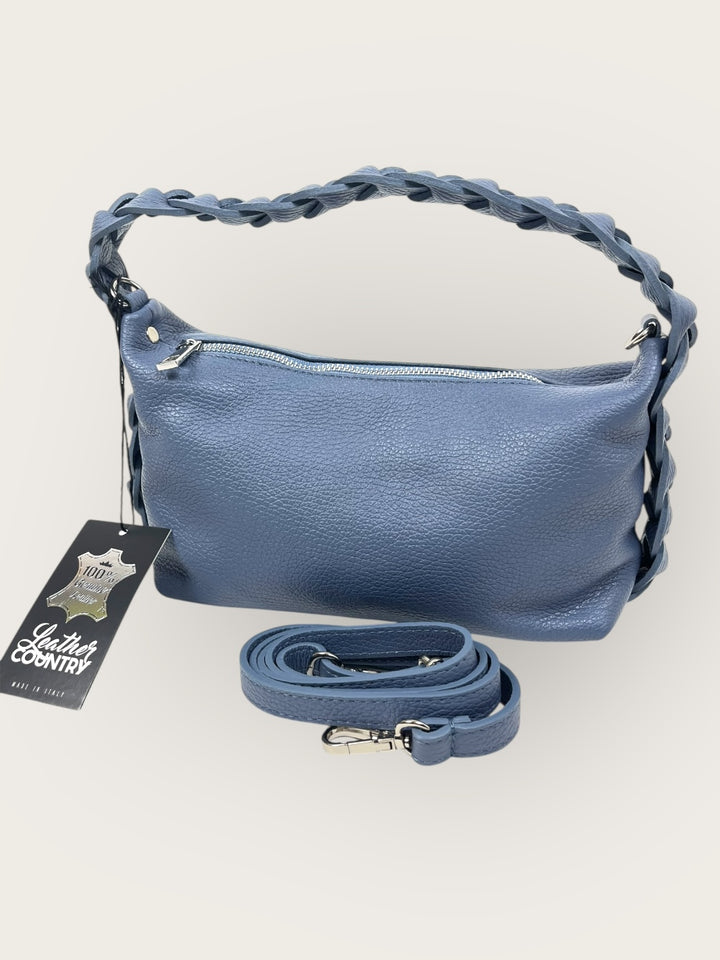 Echtleder-Tasche mit dekorativem Schulterriemen, jeansblau von Bella Vita - Mode & Lifestyle