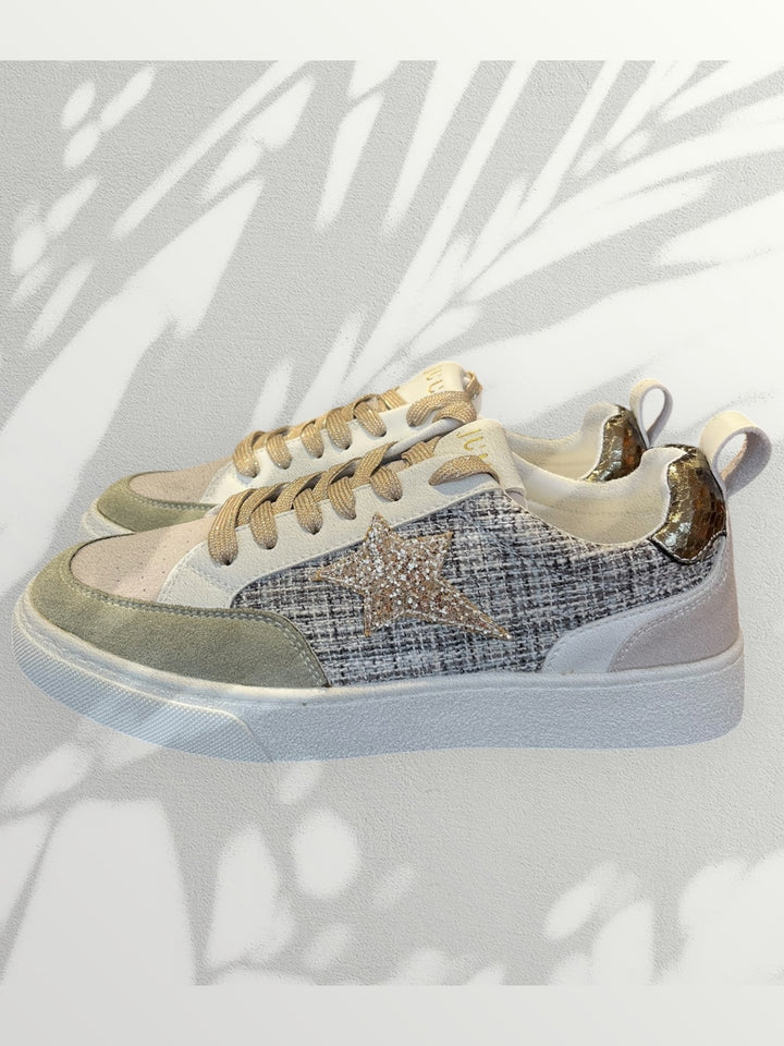 Sneaker Stern, khaki-weiß-natur