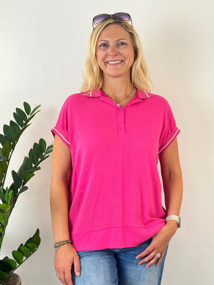 Poloshirt mit kurzem Arm Pink One Size von Bella Vita - Mode &amp; Lifestyle