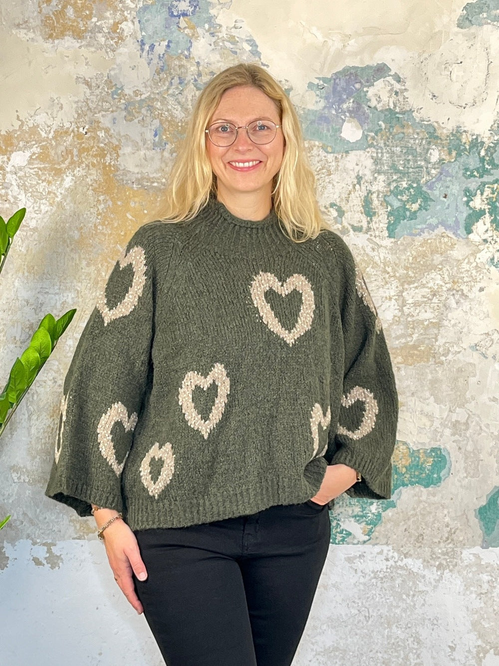 Pullover "Herzen" mit 3/4-Arm von Bella Vita - Mode & Lifestyle