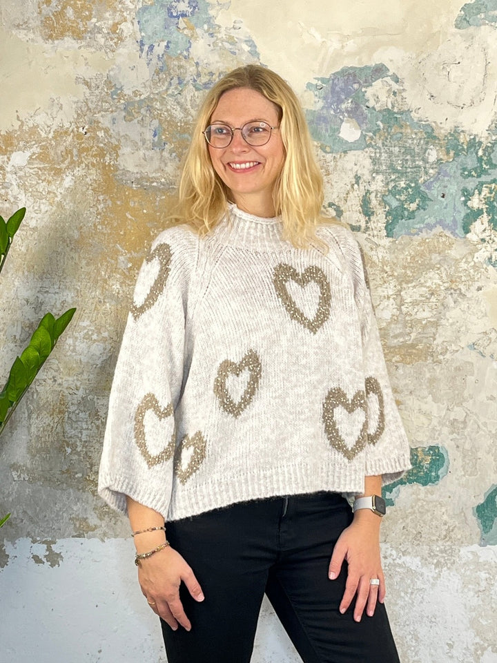 Pullover "Herzen" mit 3/4-Arm von Bella Vita - Mode &amp; Lifestyle