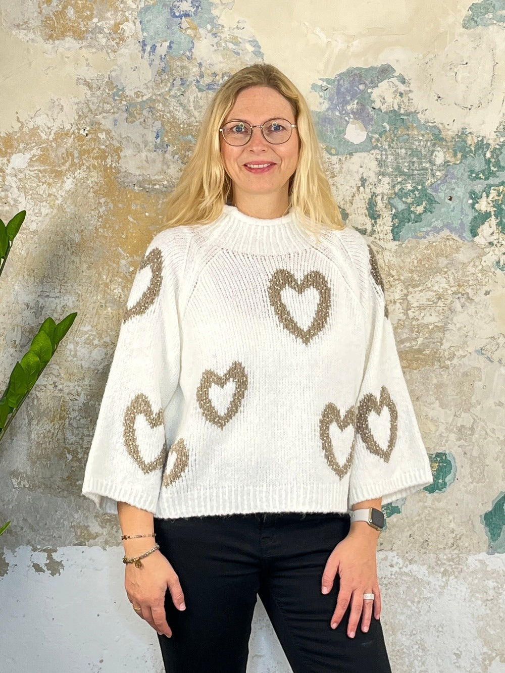 Pullover "Herzen" mit 3/4-Arm von Bella Vita - Mode &amp; Lifestyle