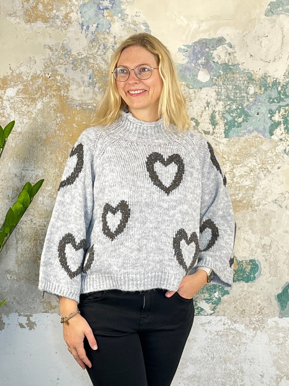 Pullover "Herzen" mit 3/4-Arm von Bella Vita - Mode &amp; Lifestyle