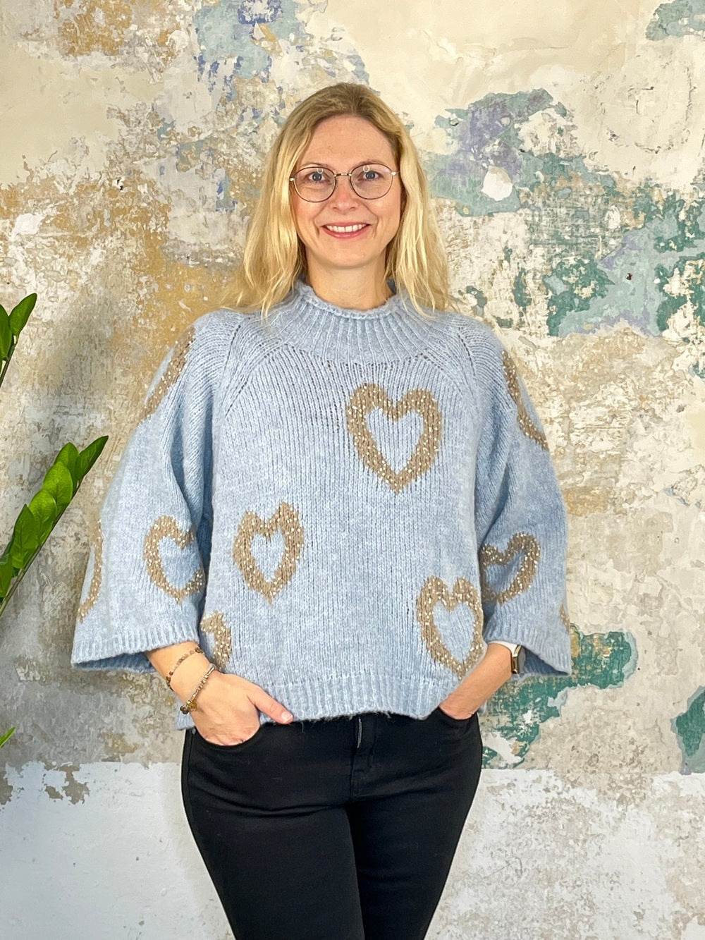 Pullover "Herzen" mit 3/4-Arm von Bella Vita - Mode & Lifestyle