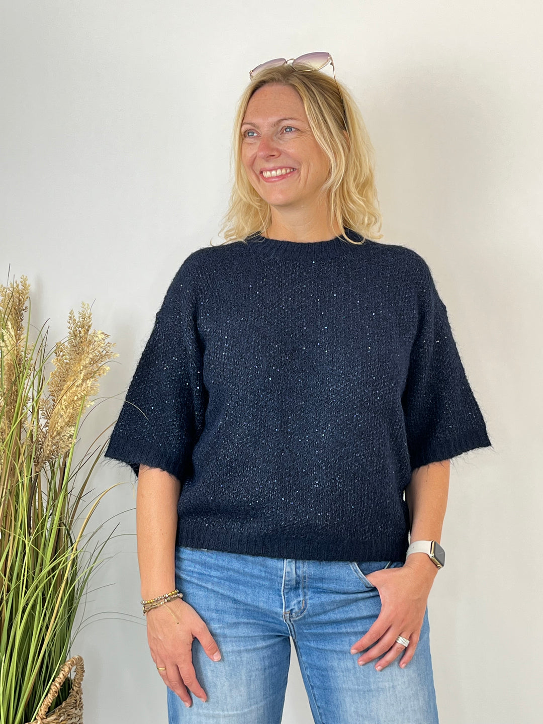 Pullover Sparkle mit Pailletten, marine von Bella Vita - Mode &amp; Lifestyle