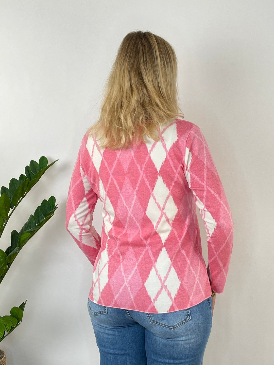 Pullover mit Rautenmuster, pink von Bella Vita - Mode &amp; Lifestyle