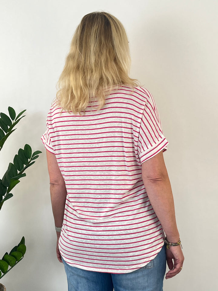 Striped shirt with V-neck