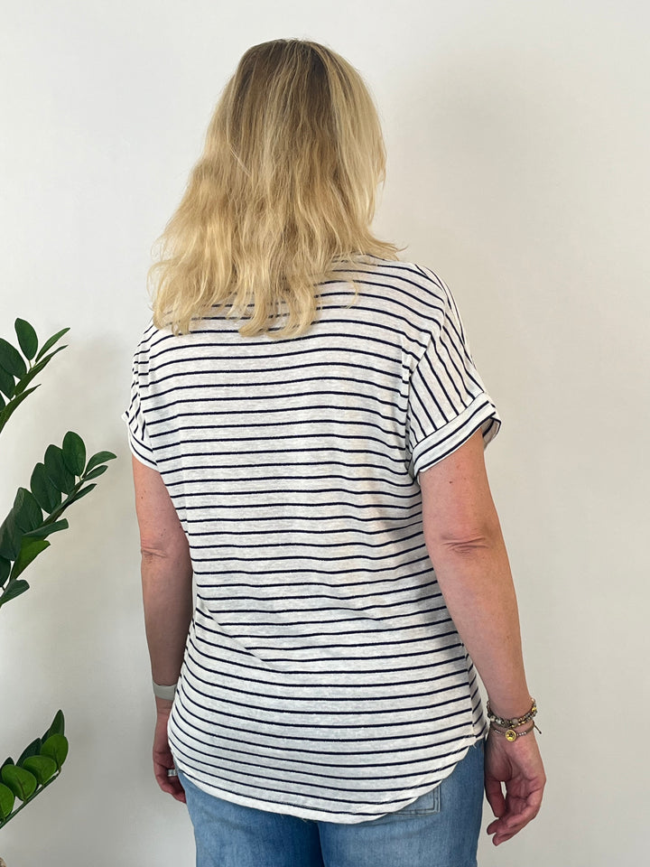 Striped shirt with V-neck