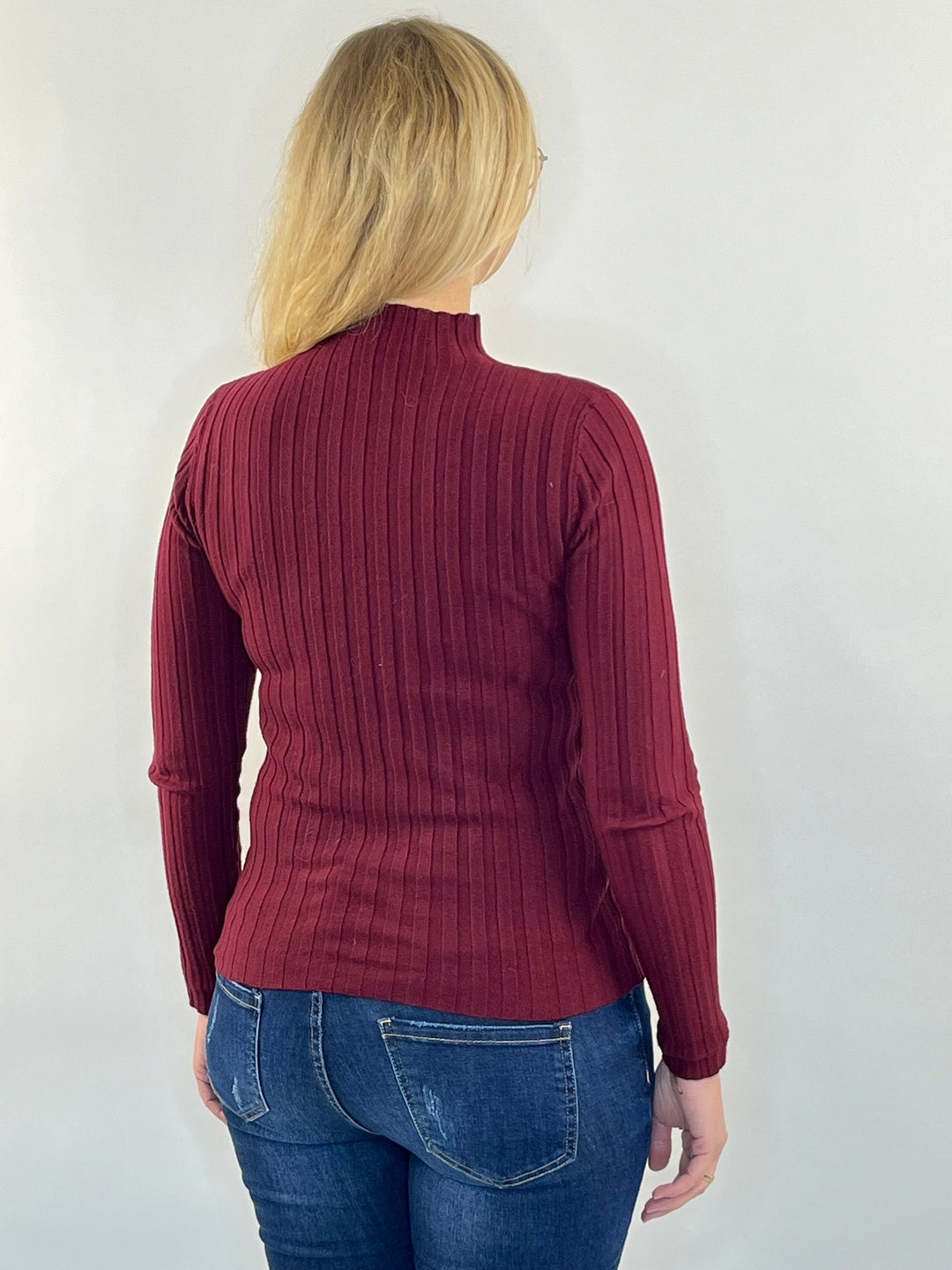 Rippenpullover mit Stehkragen, bordeaux von Bella Vita - Mode &amp; Lifestyle