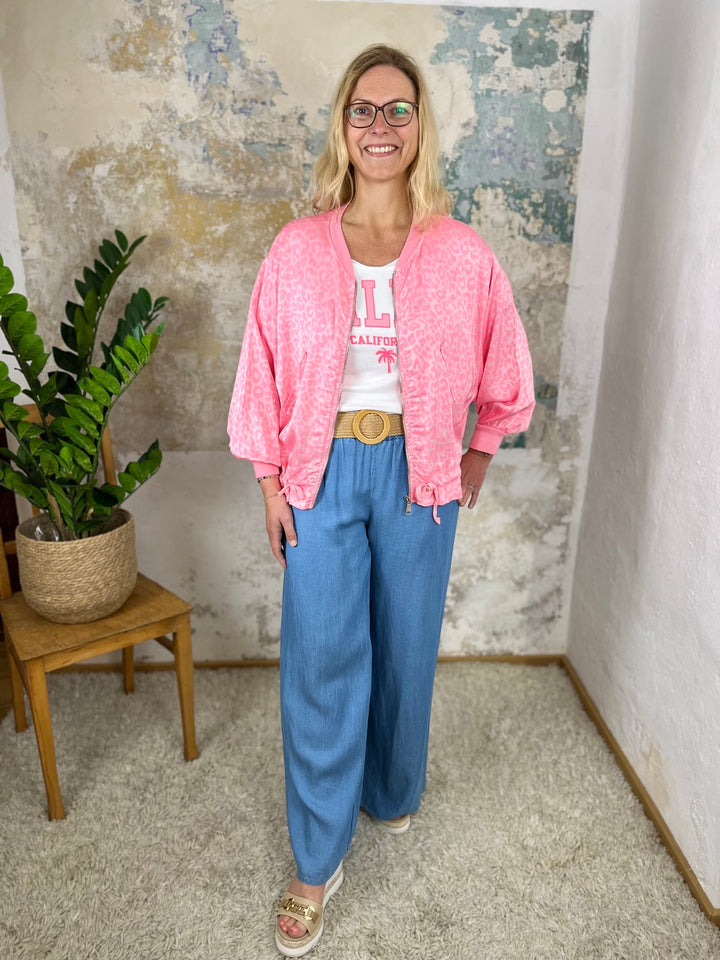 Satinblouson Leoprint mit Reißverschluss von Bella Vita - Mode &amp; Lifestyle
