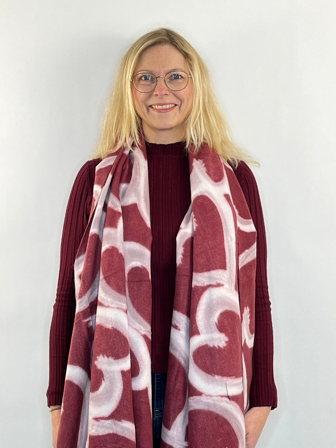 Schal "Hearts", bordeaux von Bella Vita - Mode &amp; Lifestyle