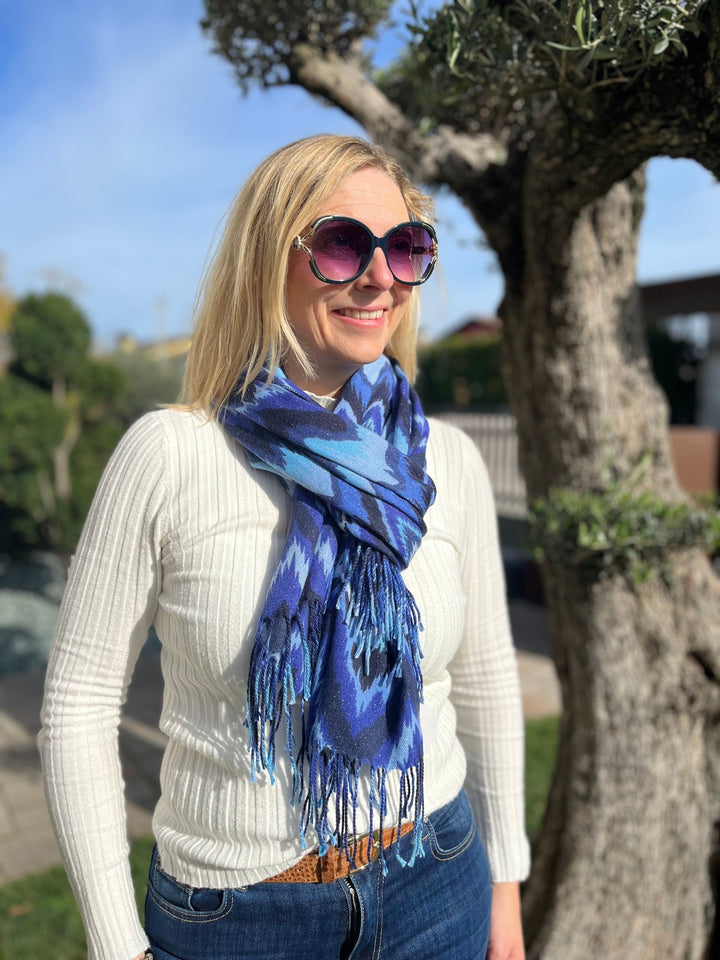 Schal Zick-Zack, blau von Bella Vita - Mode &amp; Lifestyle