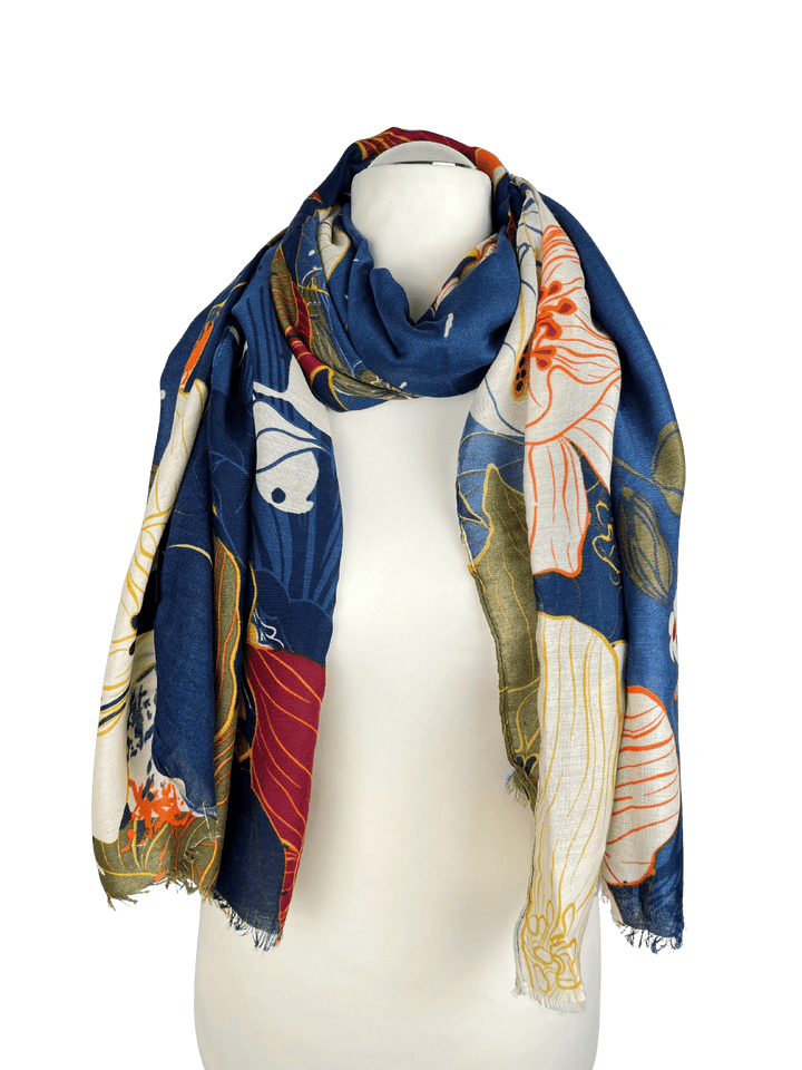 Schal floral, blau von Bella Vita - Mode &amp; Lifestyle